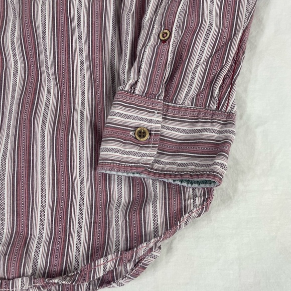 Mantaray Mens Light Red Striped Long Sleeve Button Up Shirt Size M - Picture 10 of 12